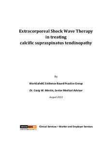 Extracorporeal Shock Wave Therapy  in treating  calcific supraspinatus tendinopathy     By 