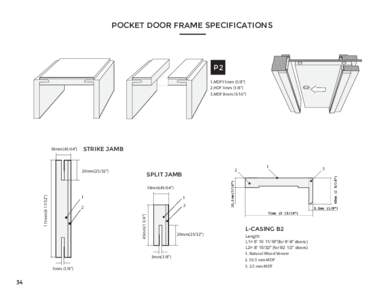 POCKET DOOR FRAME SPECIFICATIONS  P2 1.MDF15mm (5/8”) 2.HDF 3mm (1/8”) 3.MDF 8mm (5/16”)