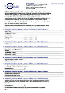 Notification form  for provision of services by a life insurer with registered office outside the eer from a branch outside the eer Sections 2:45.2, Financial Supervision Act (FSA) (Wet op het financieel toezicht / Wft)