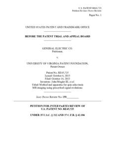 U.S. PATENT RE45,725 Petition for Inter Partes Review Paper No. 1  UNITED STATES PATENT AND TRADEMARK OFFICE