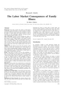 The Journal of Mental Health Policy and Economics J. Mental Health Policy Econ. 2, 183–Research Article  The Labor Market Consequences of Family