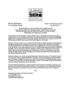 Press Release For Immediate Release Contact: Georgia Ann Conner[removed]