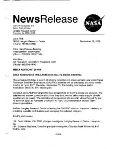 ------.-----------------.------~  . . ~.- NewsRelease National Aeronautics and