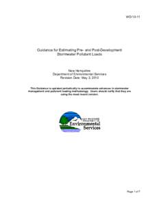 WD[removed]Guidance for Estimating Pre- and Post-Development Stormwater Pollutant Loads  New Hampshire