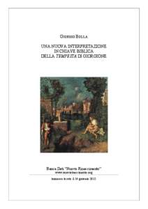 GIORGIO BOLLA UNA NUOVA INTERPRETAZIONE IN CHIAVE BIBLICA DELLA TEMPESTA DI GIORGIONE  Banca Dati “Nuovo Rinascimento”