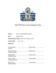 PEIA PPB Face to Face Diabetes Policy  Subject: Face to Face Diabetes Program