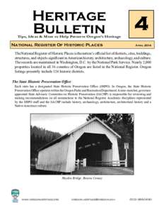 Heritage Bulletin Tips, Ideas & More to Help Preserve Oregon’s Heritage  National Register Of Historic Places