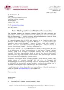 AUASB submission to Alan Cameron, ASX Corporate Governance Council - 15 Nov 2013