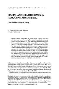 RACIAL AND GENDER BIASES IN MAGAZINE ADVERTISING