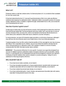 Potassium Iodide (KI) Fact Sheet