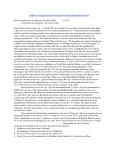 Southern Campaign American Revolution Pension Statements & Rosters Pension Application of Nathaniel Critchfield S2473 Transcribed and annotated by C. Leon Harris. VA PA