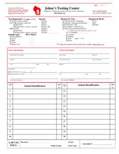 page ____ of ____  Johne’s Testing Center University of Wisconsin School of Veterinary Medicine