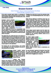 Case Study  Erosion Control Water Purification / Erosion Control Using Reactive Filter Media Project Manager: Canterbury Council
