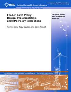 Feed-in Tariff Policy: Design, Implementation, and RPS Policy Interactions