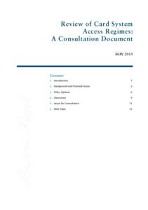 Review of Card System Access Regimes: A Consultation Document - May 2013