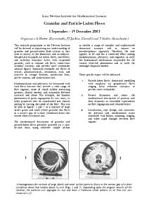 Isaac Newton Institute for Mathematical Sciences  Granular and Particle-Laden Flows