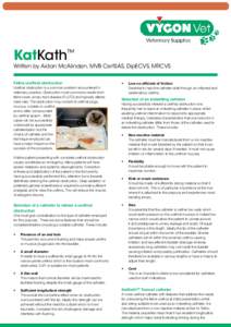 KatKath™  Written by Aidan McAlinden, MVB CertSAS, DipECVS, MRCVS Feline urethral obstruction Urethral obstruction is a common problem encountered in veterinary practice. Obstruction most commonly results from