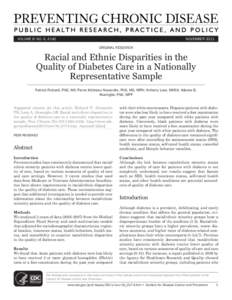 VOLUME 8: NO. 6, A142  NOVEMBER 2011 ORIGINAL RESEARCH  Racial and Ethnic Disparities in the