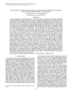 THE ASTROPHYSICAL JOURNAL SUPPLEMENT SERIES, 138 : 75È98, 2002 January[removed]The American Astronomical Society. All rights reserved. Printed in U.S.A. THE ORGANIC REFRACTORY MATERIAL IN THE DIFFUSE INTERSTELLAR MEDIUM