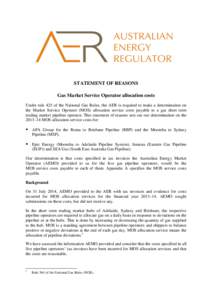 AER - Statement of reasons - Market Operator Service costs[removed]