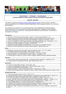 On the Horizon ▪ A l’Horizon ▪ En el Horizonte A practical bulletin on what is ahead in the field of business & human rights Issue 36 - June 2014 This bulletin is prepared by Business & Human Rights Resource Centre