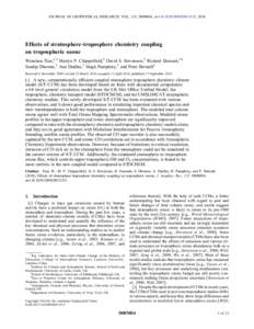 JOURNAL OF GEOPHYSICAL RESEARCH, VOL. 115, D00M04, doi:[removed]2009JD013515, 2010  Effects of stratosphere‐troposphere chemistry coupling on tropospheric ozone Wenshou Tian,1,2 Martyn P. Chipperfield,2 David S. Stevens