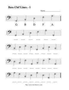 Bass Clef Lines - 1 Name_________________ ? ?