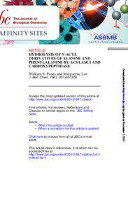 ARTICLE: HYDROLYSIS OF N-ACYL DERIVATIVES OF ALANINE AND