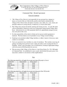 The Corporation of the Village of New Denver P.O. Box 40, New Denver, BC V0G 1S0 •  PHONE • FAXCentennial Park - Rental Agreement Terms & Conditions