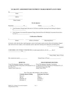 Form T-G2 Guaranty Assessment Recoupment Charge Remittance Form