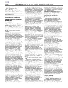 [removed]Federal Register / Vol. 79, No[removed]Tuesday, December 16, [removed]Notices Authority: 16 U.S.C[removed]et seq. Dated: December 10, 2014.