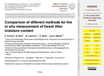 This discussion paper is/has been under review for the journal Natural Hazards and Earth System Sciences (NHESS). Please refer to the corresponding final paper in NHESS if available. Discussion Paper  Nat. Hazards Earth 