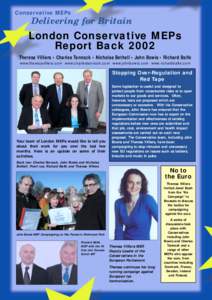 Conservative MEPs  Delivering for Britain London Conservative MEPs Report Back 2002
