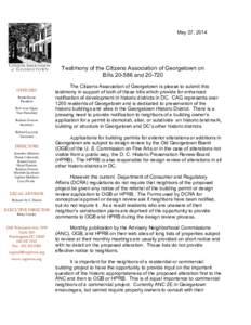 May 27, 2014  Testimony of the Citizens Association of Georgetown on Bills[removed]and[removed]OFFICERS Pamla Moore