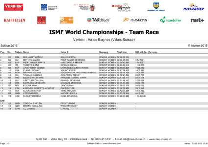 ISMF World Championships - Team Race Verbier - Val de Bagnes (Valais-Suisse) Edition[removed]février 2015