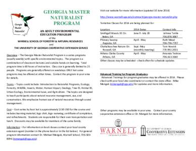 GEORGIA MASTER NATURALIST PROGRAM AN ADULT ENVIRONMENTAL EDUCATION PROGRAM