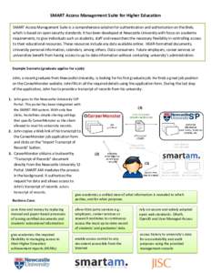 SMART Access Management Suite for Higher Education SMART Access Management Suite is a comprehensive solution for authentication and authorization on the Web, which is based on open security standards. It has been develop