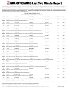 Below is the league’s assessment of officiated events that occurred in the last two minutes of last night’s games which were within five points at the two-minute mark (and during overtime, where applicable). The play