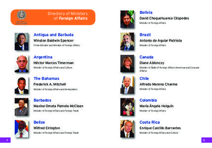 Directory of Ministers of Foreign Affairs Bolivia David Choquehuanca Céspedes Minister of Foreign Affairs