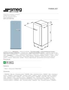 FAB28LAZ1  Réfrigérateur/congélateur, années 50, 248 litres, 60 cm, air brassé, bleu azur, charnières à gauche Classe énergétique A++