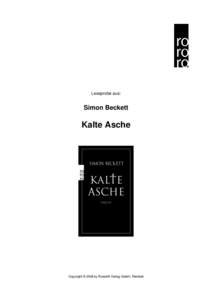 Leseprobe aus:  Simon Beckett Kalte Asche