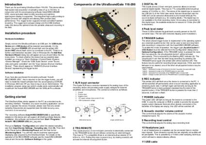 Introduction  Components of the UltraSoundGate[removed]Thank you for purchasing UltraSoundGate[removed]This device allows high-speed data acquisition at sampling rates of up to 750 kHz. In