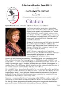 A. Bertram Chandler Award 2015 presented to Donna Maree Hanson at