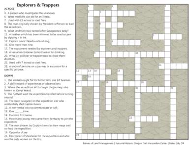 Explorer Crossword Puzzle