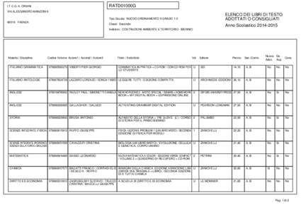 RATD01000G  I.T.C.G. A. ORIANI VIA ALESSANDRO MANZONI 6  ELENCO DEI LIBRI DI TESTO