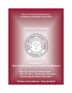 Shaw University Divinity School  Continuing Christian Education In-Service Program