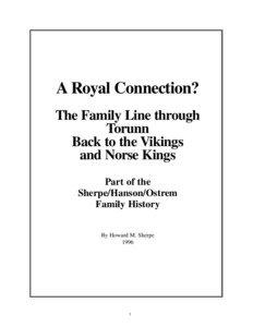 A Royal Connection? The Family Line through Torunn