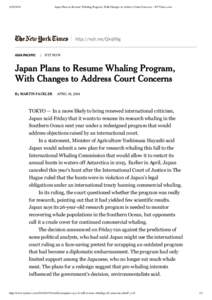 Japan Plans to Resume Whaling Program, With Changes to Address Court Concerns - NYTimes.com http://nyti.ms/QkqV9g
