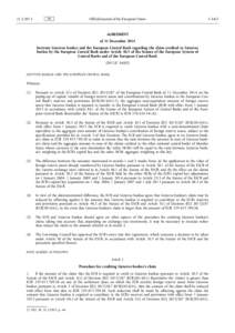 Agreement of 31 December 2014 between Lietuvos bankas and the European Central Bank regarding the claim credited to Lietuvos bankas by the European Central Bank under Article 30.3 of the Statute of the European System of