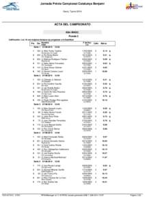 Jornada Prèvia Campionat Catalunya Benjamí Gavà, 7 junio 2014 ACTA DEL CAMPEONATO 60m MASC. Ronda 2